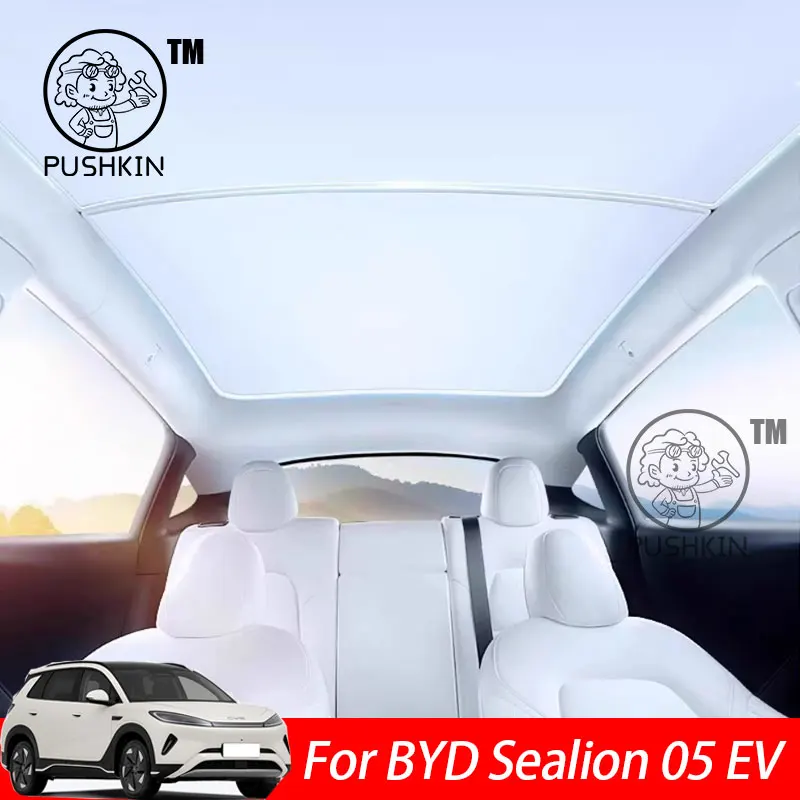 

Солнцезащитный козырек на крыше, ледяная ткань, стекло на крыше автомобиля, передний и задний прожектор, теплоизоляционный солнцезащитный козырек для BYD Sealion 05 EV 2025, аксессуары