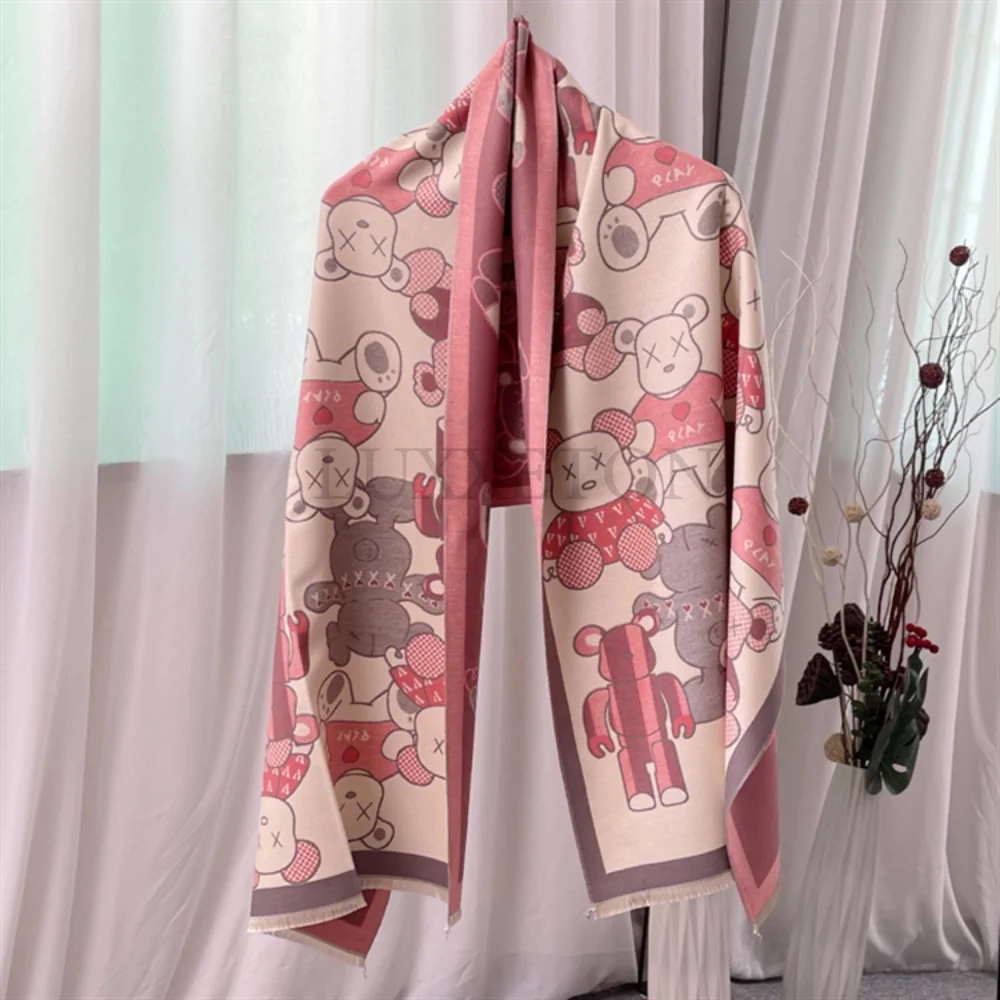 

Luxury Women's Cashmere Feel Shawl Scarf Letter Print Cloak Female Warm Wrap Scarves Bandana Thick Soft Foulard Blanket
