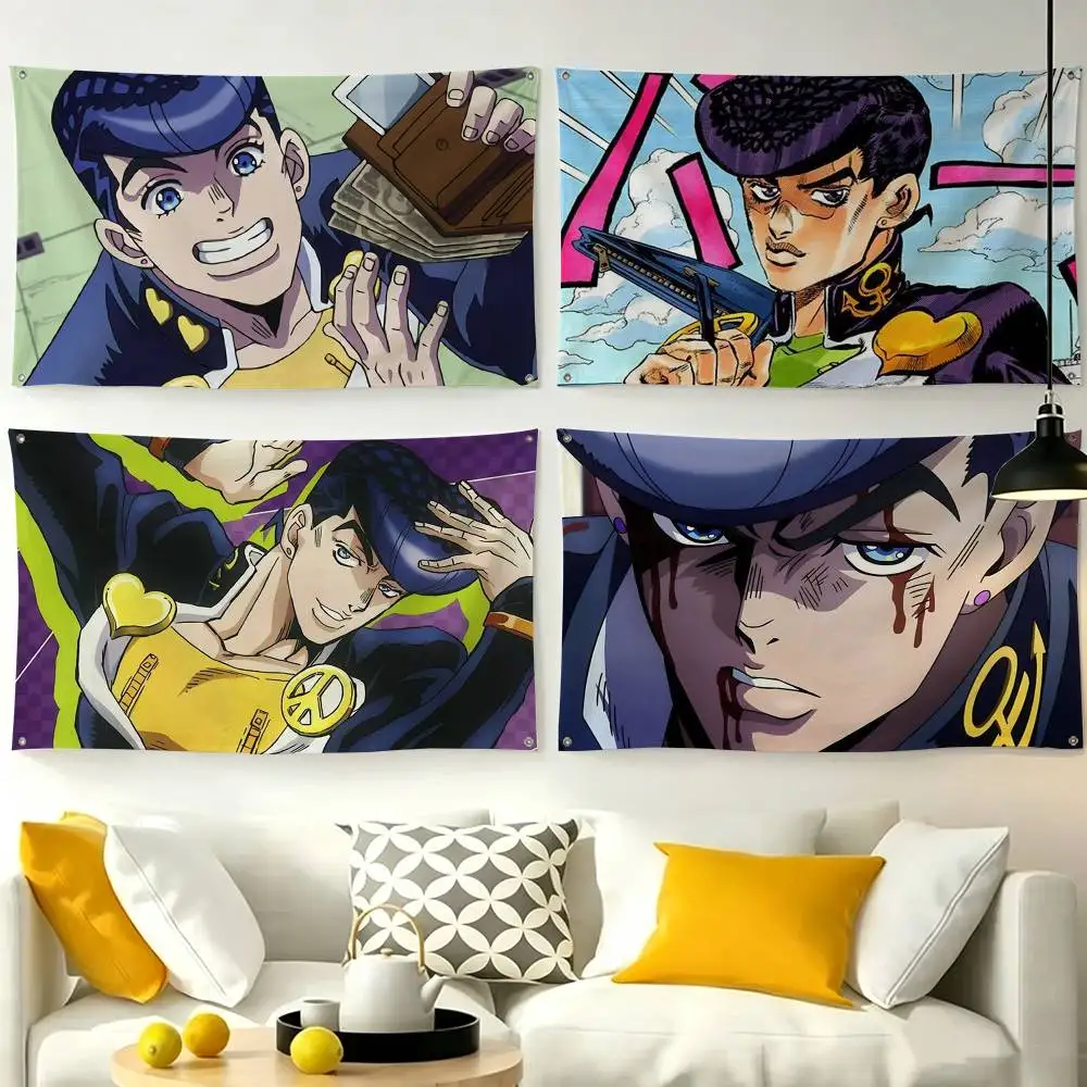 J-JoJo J-Josuke Higashikata  Flags Wall Hanging Tapestry Outdoor Garage Room Decorative flag Background Blanket