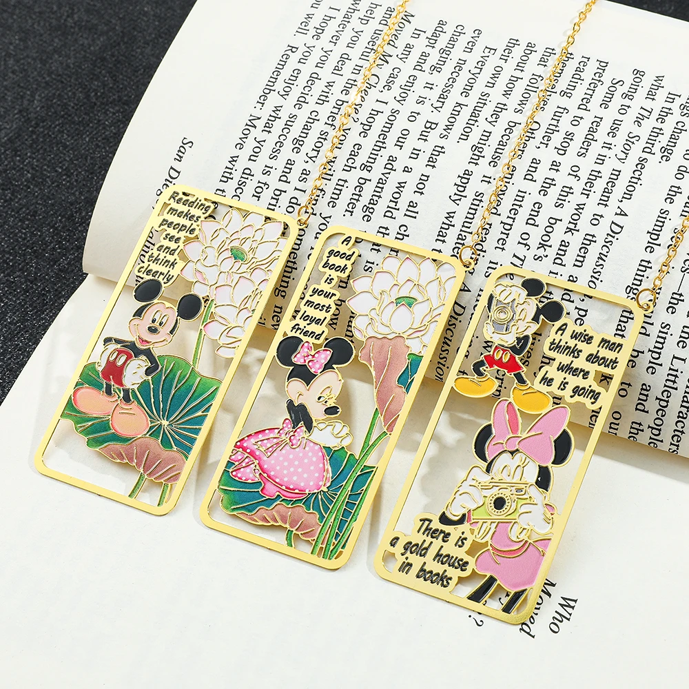 Imagem -03 - Disney Metal Botânico Bookmarks Novidade Mickey Minnie Bookmarks For Fans Collectible Gifts For Book Lovers Reading Markers