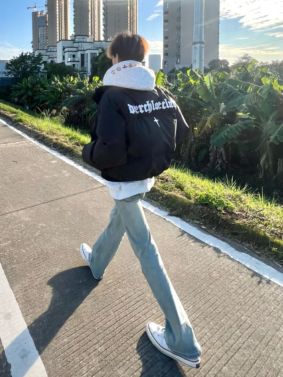 

Мужская зимняя теплая хлопковая куртка Bla American High Street Star с воротником-стойкой и блестящими элементами