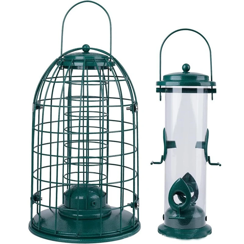 Anti-squirrel bird feeder Wrought iron cage Bird watching Outdoor garden Five metal wild bird feeder Hummingbird feeder