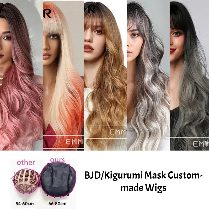 

(GL49) Мультфильм Аниме Кигуруми Косплей Маска Лолита Трансвестит BJD Маска Индивидуальные Большие Чистые Вьющиеся Волнистые Красочные Длинные Волосы Парики