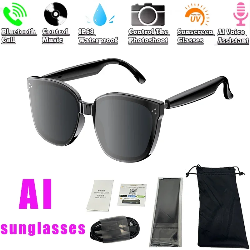 Polarized Smart AI Translation Glasses Filtering Self-priming Sunglass Lenses Audio Built-in Mic&Speakers Touch&Voice Assistant