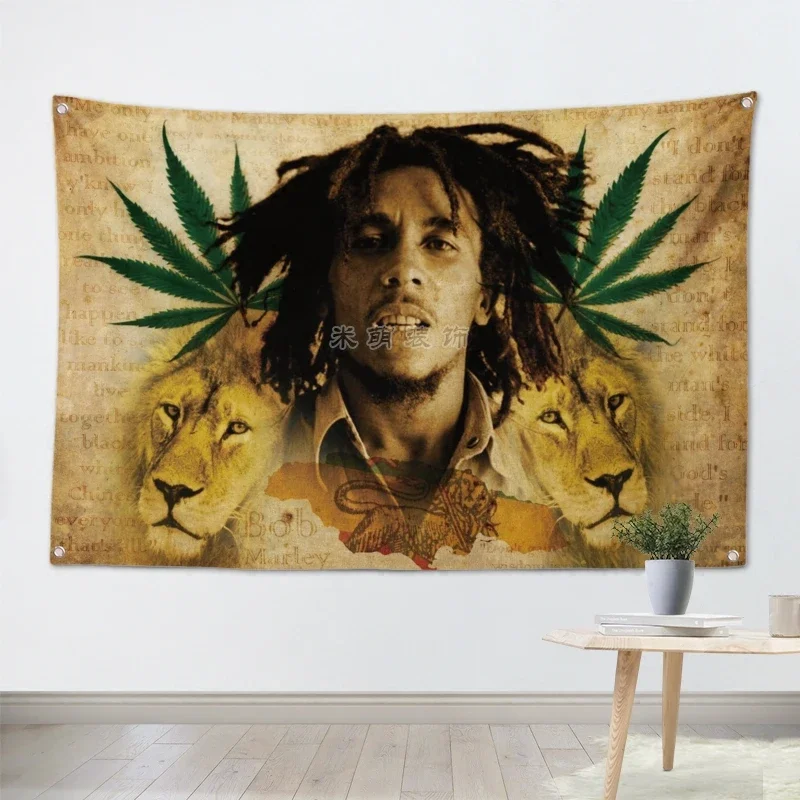 BOB MARLEY Pop Band Banner Poster Cloth Flags Wall Stickers Hanging paintings Billiards Hall Studio Theme Bar cafe Home Decor