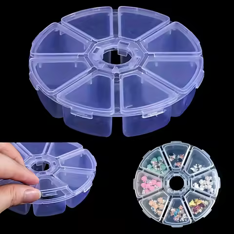 Round 8 grids transparent plastic box Diamond Embroidery Accessories diamond painting Boxes Cross Stitch Cases Storage Organizer