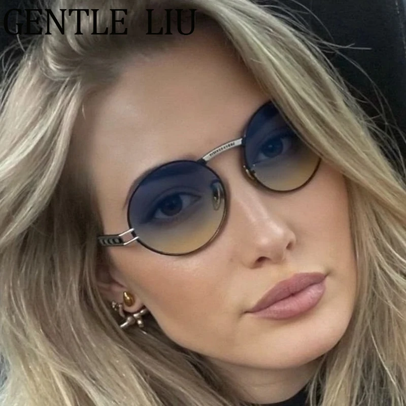 

Vintage Small Frame Oval Sunglasses Women 2025 Luxury Brand Trendy Metal Sun Glasses Goggle Eyewear For Lady Y2K Punk Outdoor