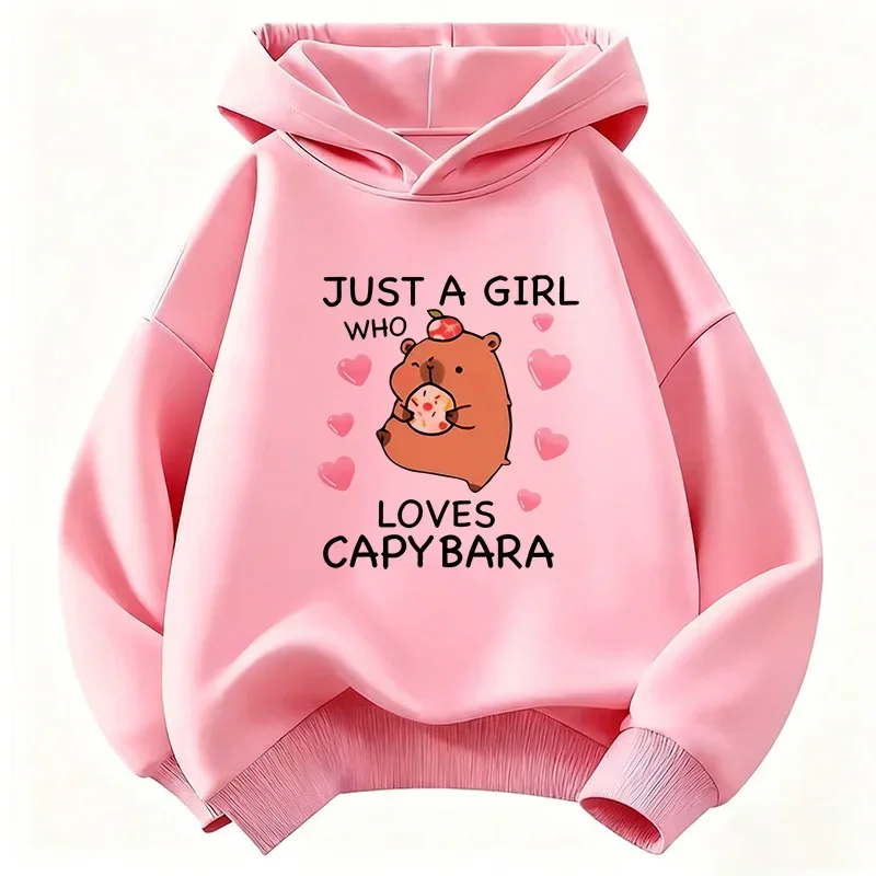 Just A Girl Who Love Capybara Hoodie Kids Cartoon Children's Sweatshirt Hoody for Boys Girls Casual Hoodies Funny Clothes