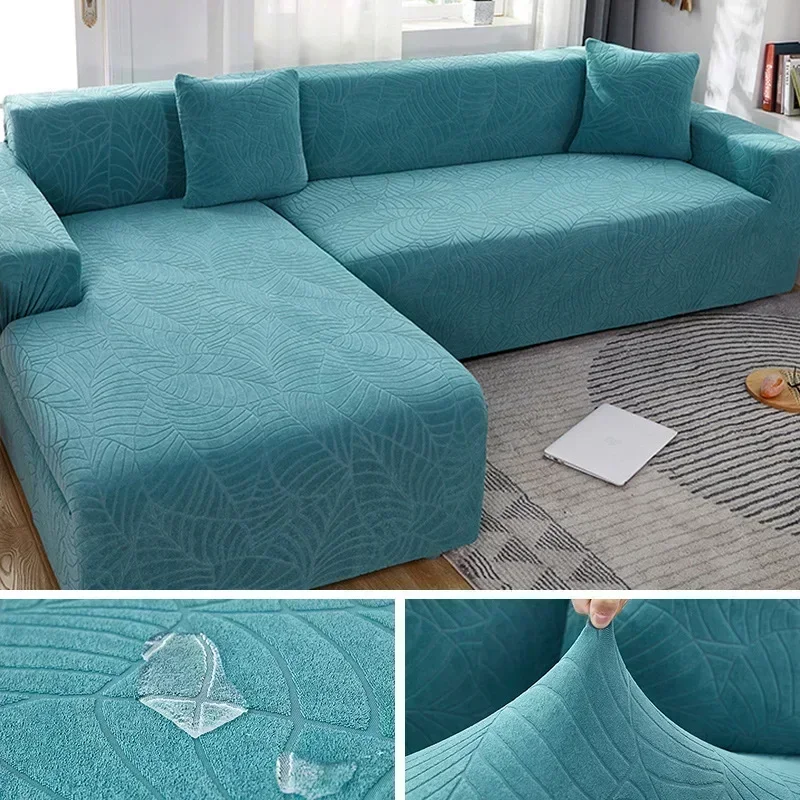 Waterdichte Dikker Bankhoezen 1/2/3/4 Zetels Jacquard Effen Couch Cover L-vormige Sofa Cover Protector bankhoezen