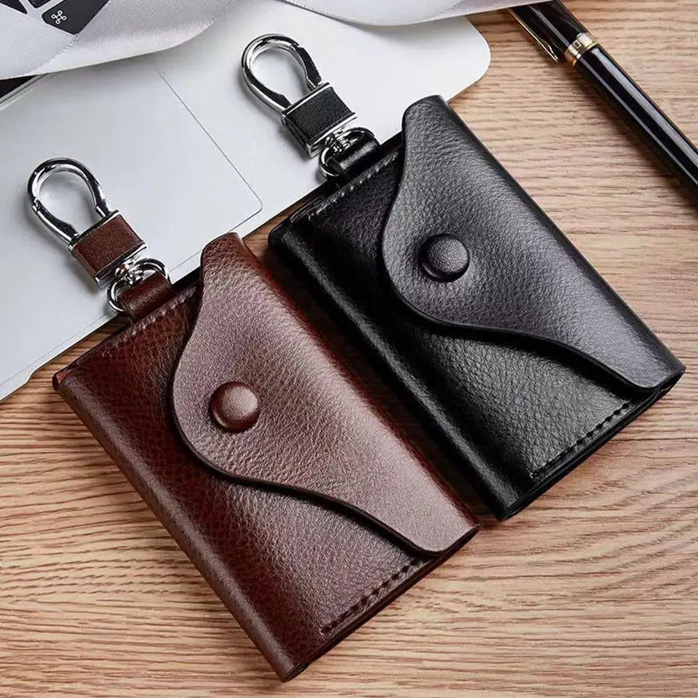 Key Cover Compact Key Clip Key Pouch PU Leather Keychain Car Key Organizer Men's Key Holder Car Key Wallet Zipper Key Bag