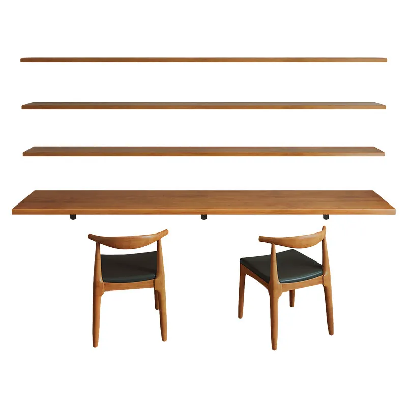 Nordic Solid Wood Desk with Bookshelf Modern Design Floating Wall Mounted Computer Desk Bedroom Study Furniture مكتب عائم FYFD view 6