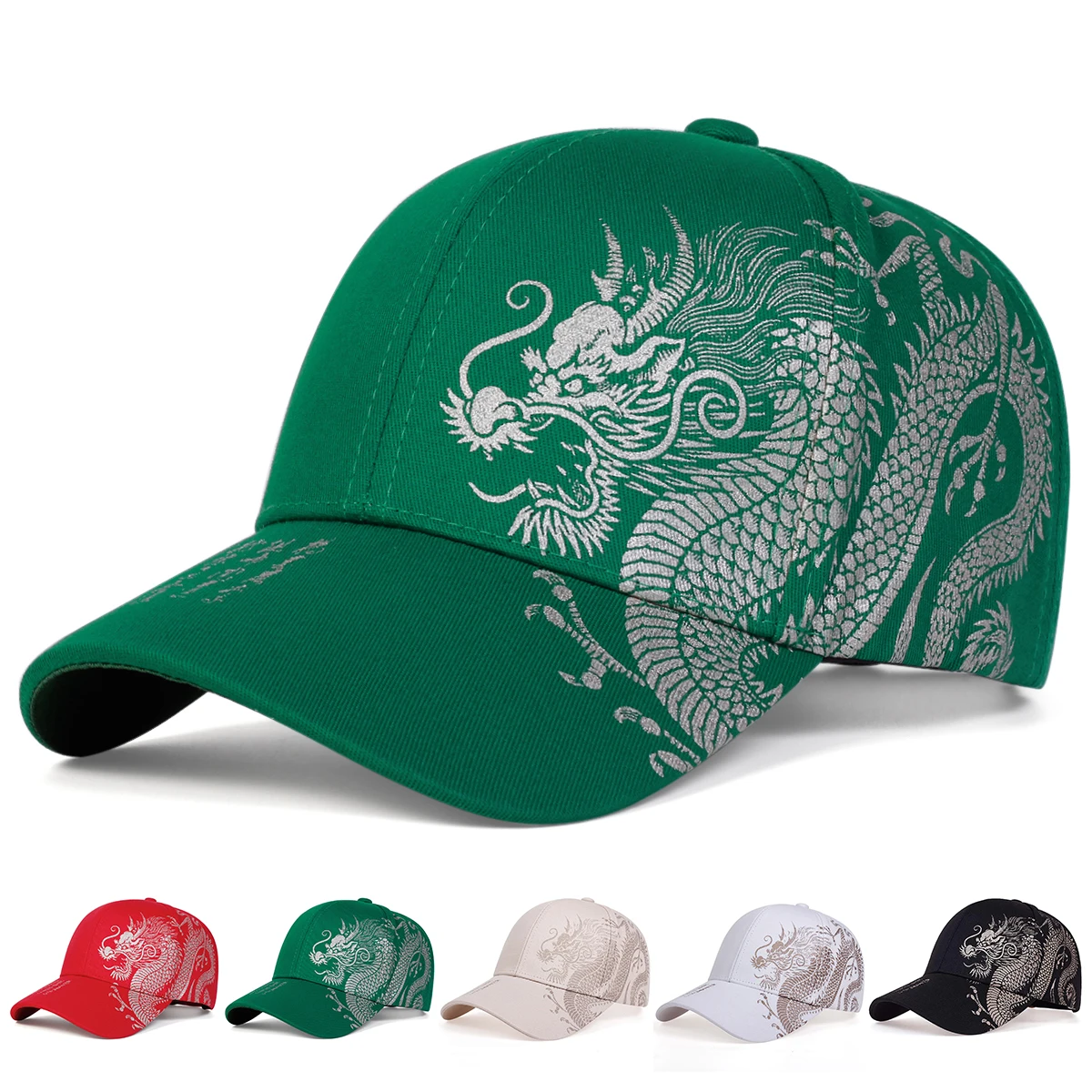 Unisex Golden Dragon Printing Snapback Baseball Caps Spring and Autumn Outdoor Adjustable Casual Hats Sunscreen Hat