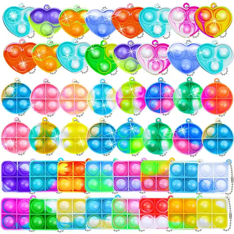 Mini Pop Keychain Sensory Fidget Toy For Kids 4-12 Back To School Classroom Gift Birthday Party Favors Goodie Bags Stuffers