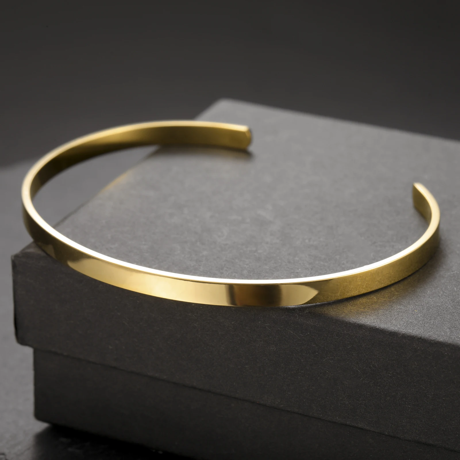 COOLTIME 2/3/4mm Edelstahl Offene Manschette Armband Männer Straße Hip-Hop Schmuck Einstellbare Mode Armband großhandel – Detail 4