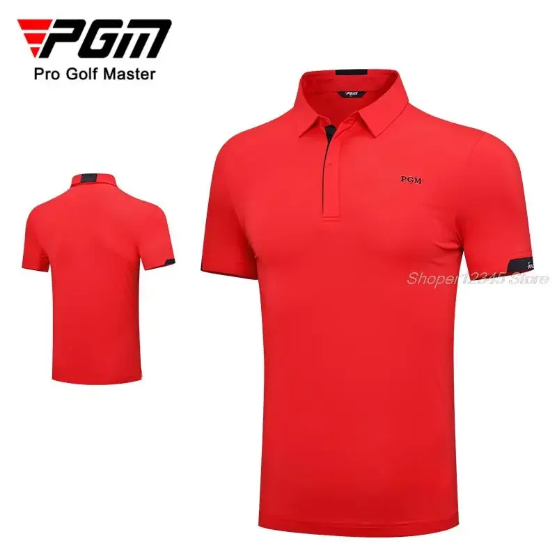 Pgm Golf Clothing Men's Short Sleeve Breathable T-Shirts Quick Dry Sweat-Wicking Polo Shirt Male Sports Leisure Outdoor Tops