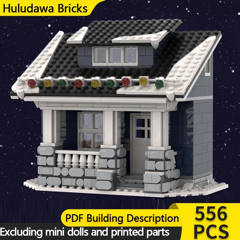 

Модель с видом на улицу, MOC, строительные кирпичи, зимняя городская зона, Bungalow, модульная технология, детские праздничные подарки, сборные игрушки, костюм