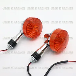 USER-X Motorcycle Universal Turn Signal Short Signal Light Indicator Blinkers Flashers lamp silver for retro Harley SUZUKI GN125