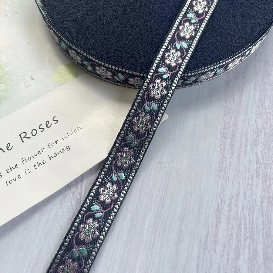 20 Yards/lot Ethnic Style Webbing Woven Jacquard Ribbon Flowers For Garment Accessories LS-2267 Width 1.7 CM