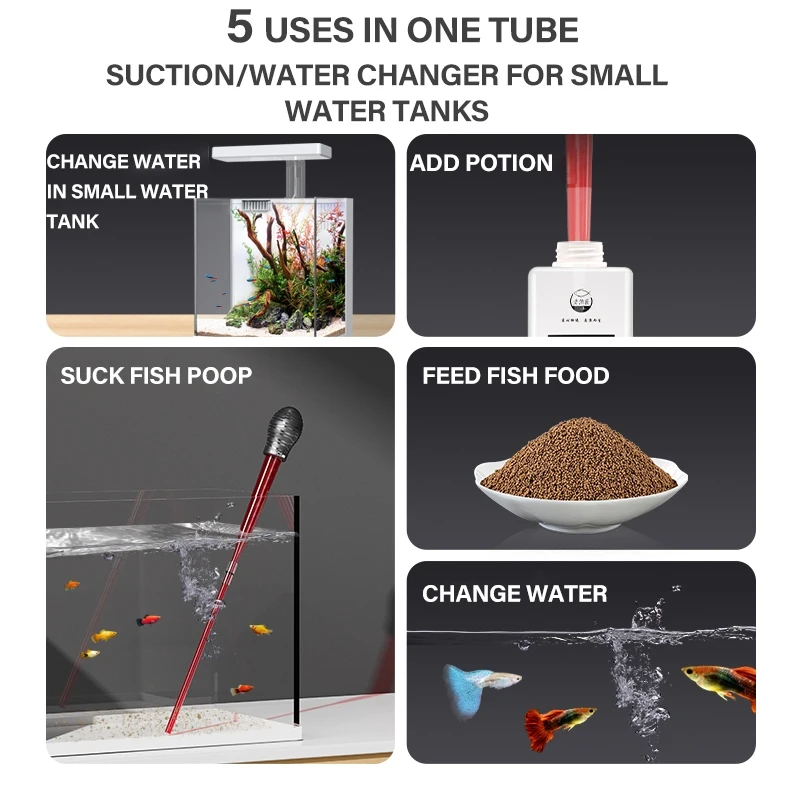 Mini Water Changer Small Fish Tank Small Tank Sand Washing  Tool Clean Up Fish Manure Tool Precision Medication Feeding Feed