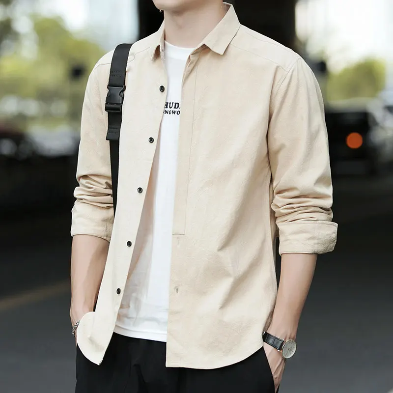 

Spring Autumn Men's Long Sve Loose Casual Workwear Jaet New 2026 Trendy Brand Faionable Advanced Sensation irt