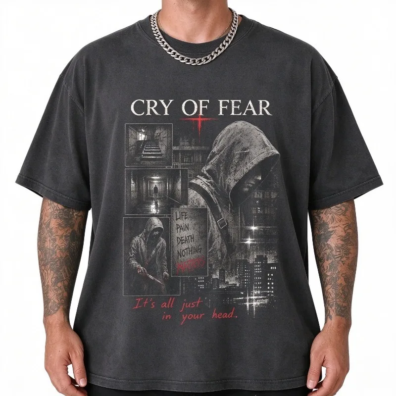 Men's T-shirt Comfort Colors Tears of Fear T-shirt Retro Y2K Horror Game T-shirt, Suitable for All Seasons, Unisex T-shirt