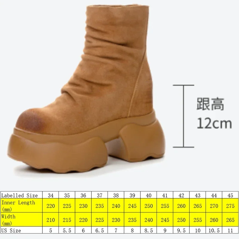 Krasovki 12cm Suede Genuine Leather Spring Knee High Motorcycle Hidden Heels Autumn Fashion Ankle Boots Knee High Woman Shoes