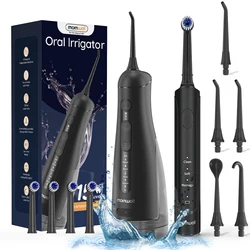 Combo de Cepillo de Dientes Eléctrico y Irrigador Bucal Mornwell 2.0, 6 Boquillas, 4 Cabezales de Cepillo, Diseño Impermeable IPX7 para un Cuidado Bucal Completo