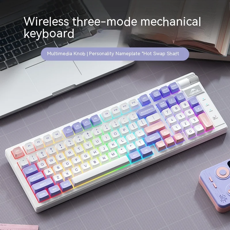 

K98 Wireless Bluetooth Mechanical Keyboard Full-key Hot-swappable Rgb Lighting Effect Plug-in Game Office Mechanical Keyboard