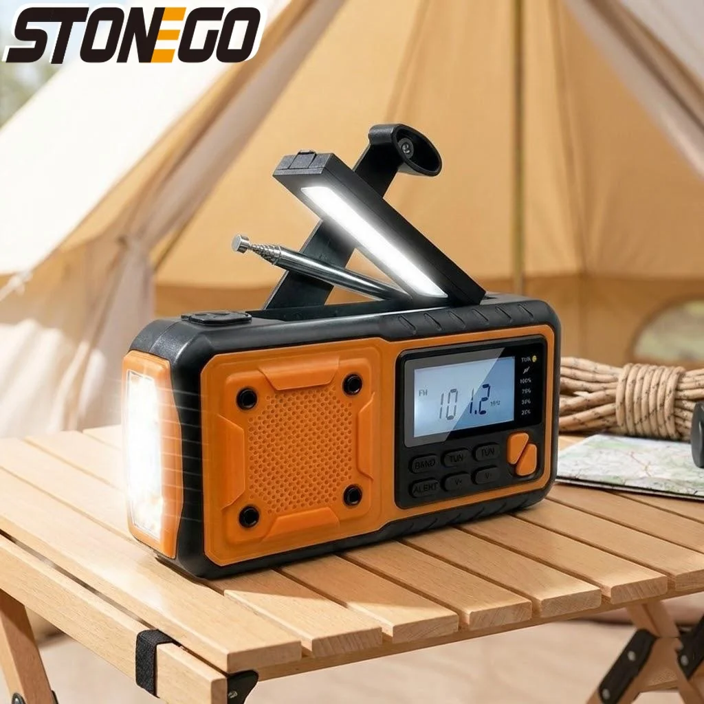 

4000mAh Solar Emergency Radio AM FM Weather Alert Portable LED Flashlight Power Bank Phone Charger for Camping Survival