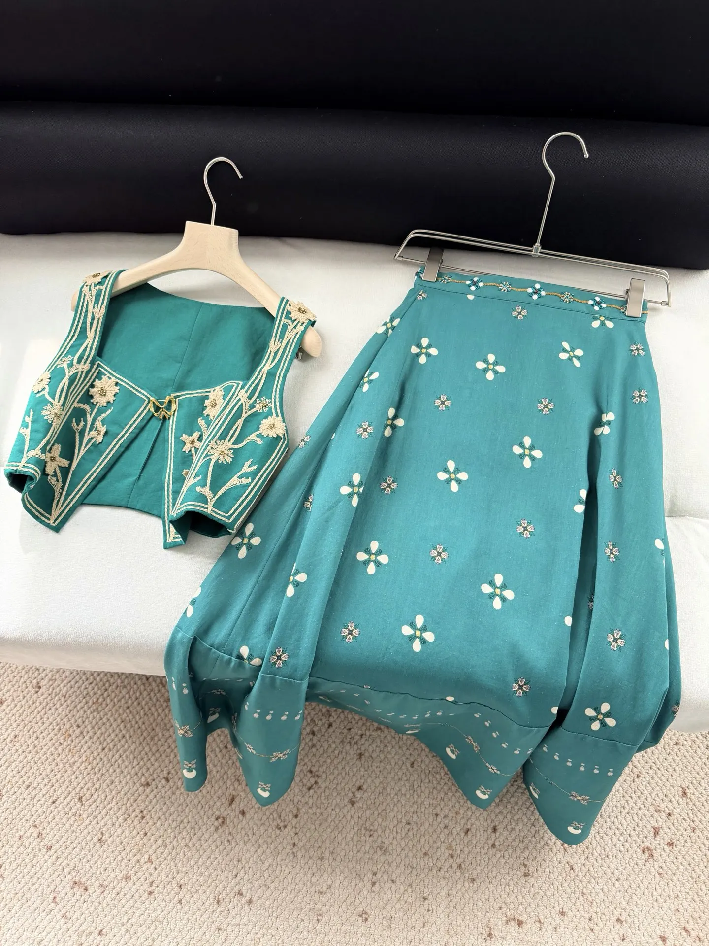 Conjunto de 2 Piezas Verde par - Embroidery Vest reseña y precio