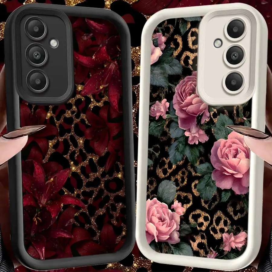 Phone Cover Case for Samsung Galaxy S26 Ultra S22 S23 FE S25 S24 Plus S20FE S24Ultra S21 S25 Edge Rose Leopard Print