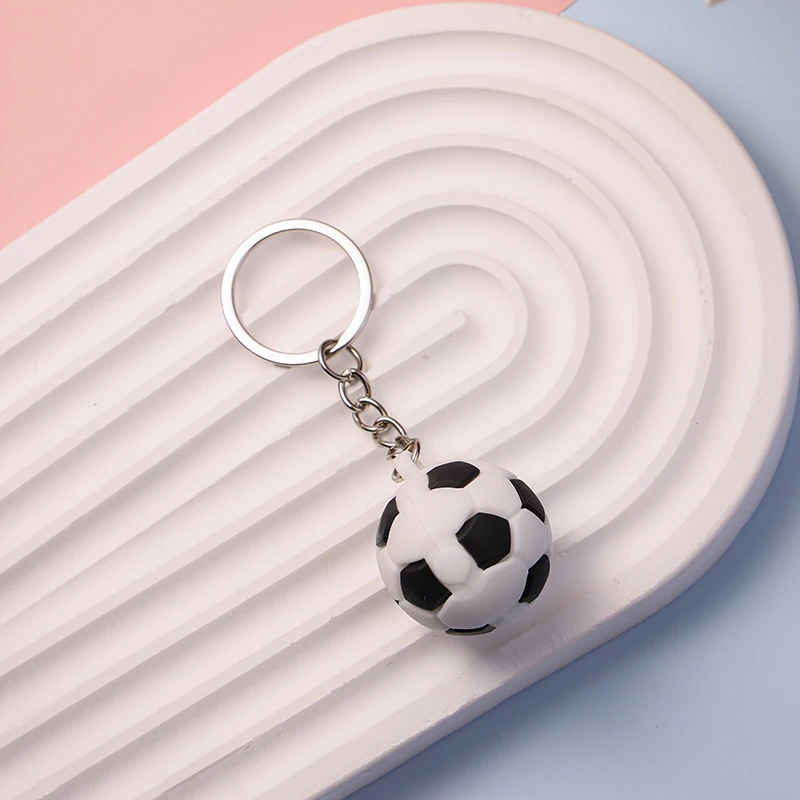 Simulation Football Basketball Volleyball Tennis Rugby Keychain PVC Creative Mini Key Ring Backpack Pendant Car Accessories Gift