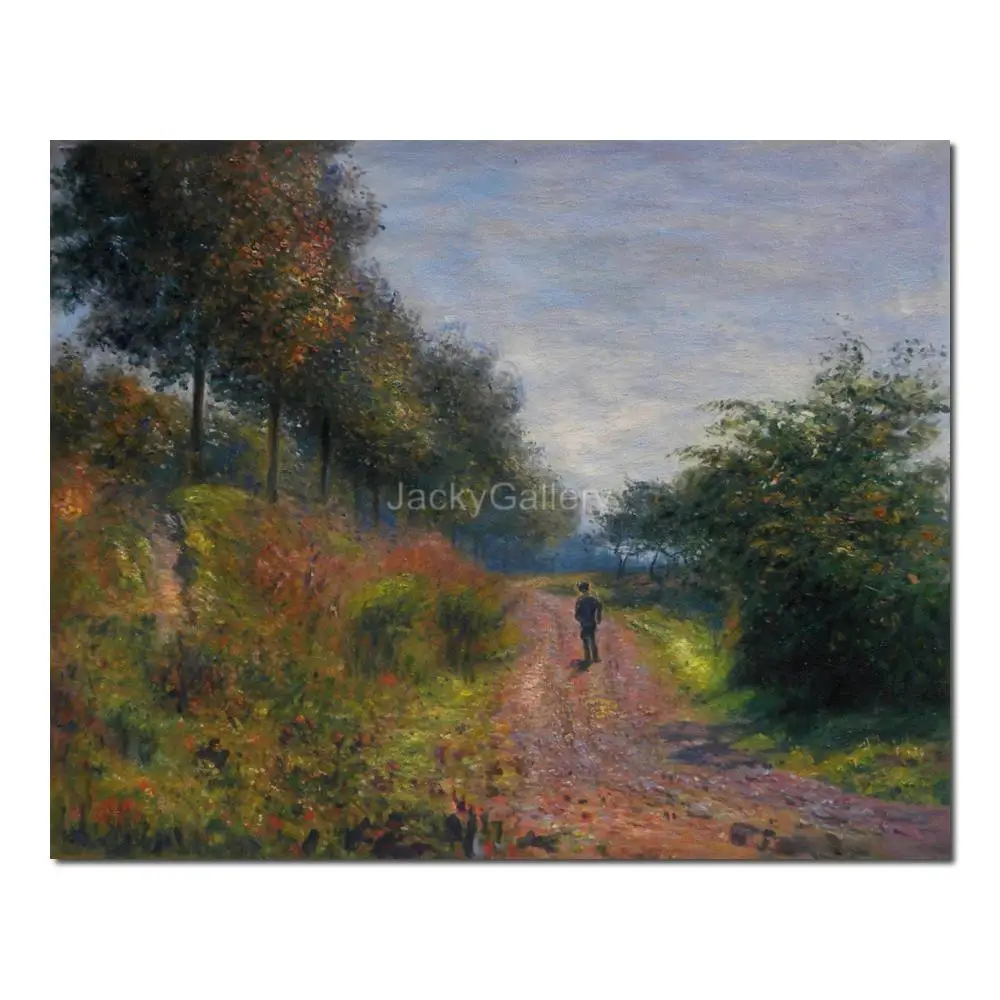 

Large Size Landscape Sheltered Path Impressionist Oil on Canvas Claude Monet Hand Painted Artwork for Study Room Display