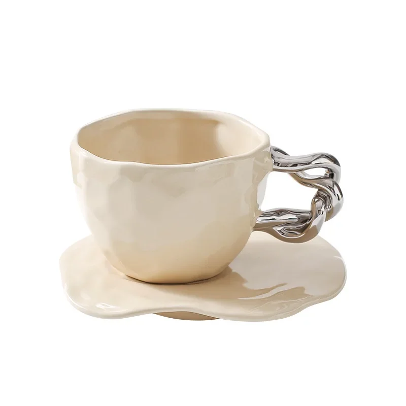 

High-value coffee cup and saucer set, light luxury household afternoon tea cup INS style mug souvenir ceramic cup