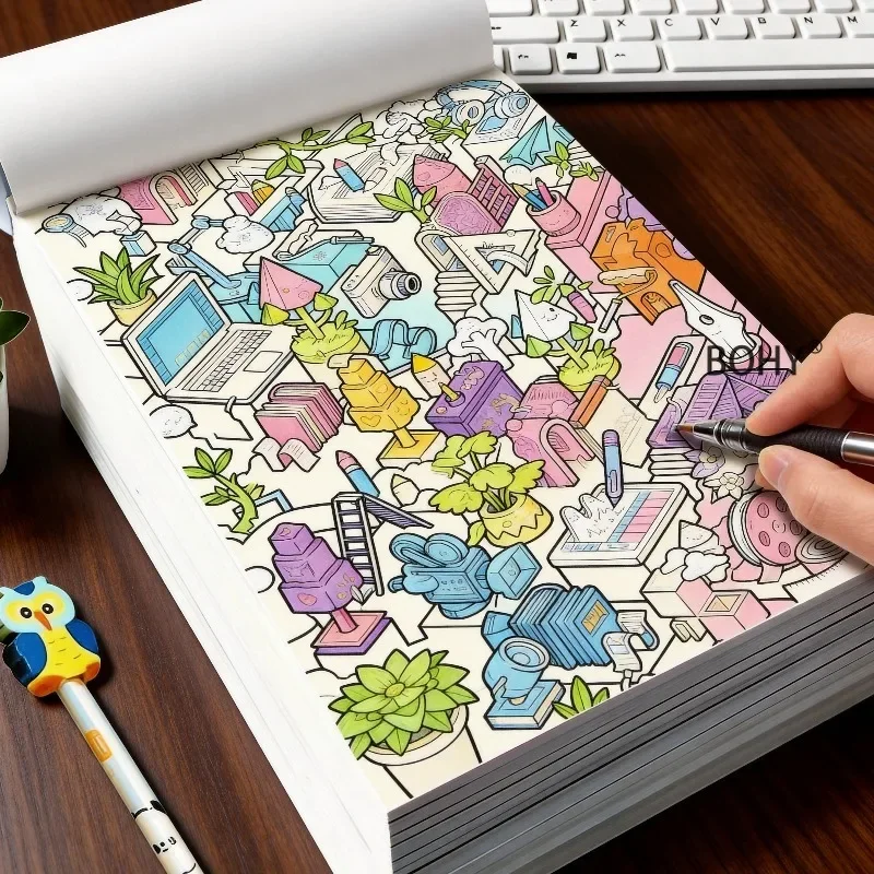 A Drawing Book That Combines Line Drawing and Coloring, Adults To Decompress Bring Peaceful and Soothing Painting Before Bedtime