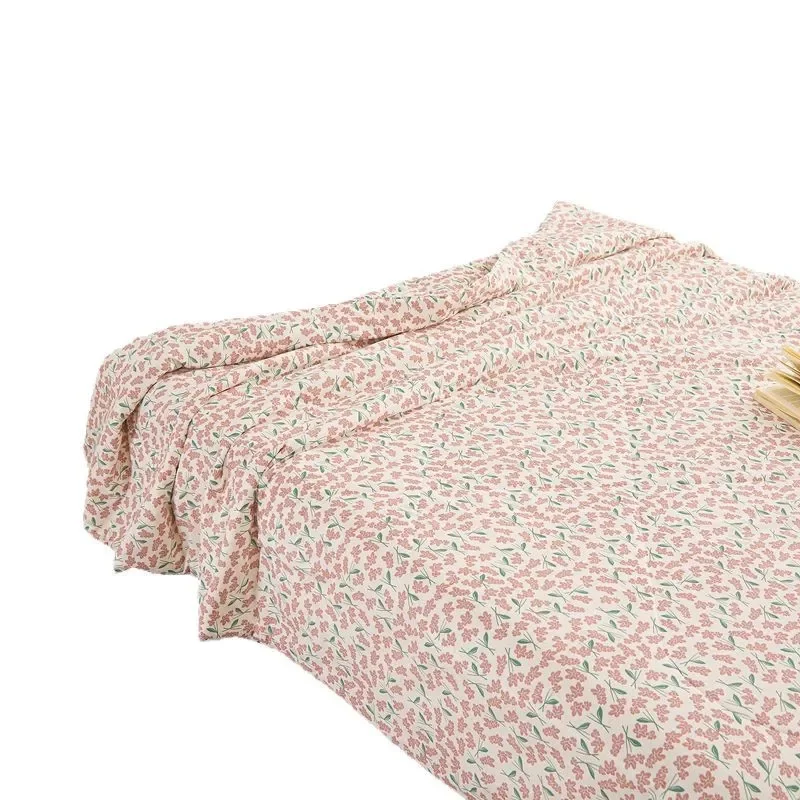 لحاف صيفي من القطن على الطراز الكوري بطانية مزدوجة 100% قطن مع حواف من الدانتيل مفرش سرير خفيف الوزن وجيد التهوية لجميع المواسم