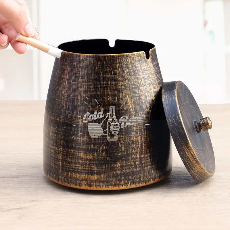 

Железная ретро-пельница с крышкой, ветрозащитная и защищенная от мух, домашний креатив, персонализированная и модная, с крышкой, большой Yiling