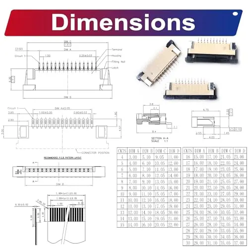 Imagem -04 - Flat Cabo Connectors Kit Ffc Fpc Ribbon Sockets mm Ss-kit 10 12 14 16 18 20 24pin mm