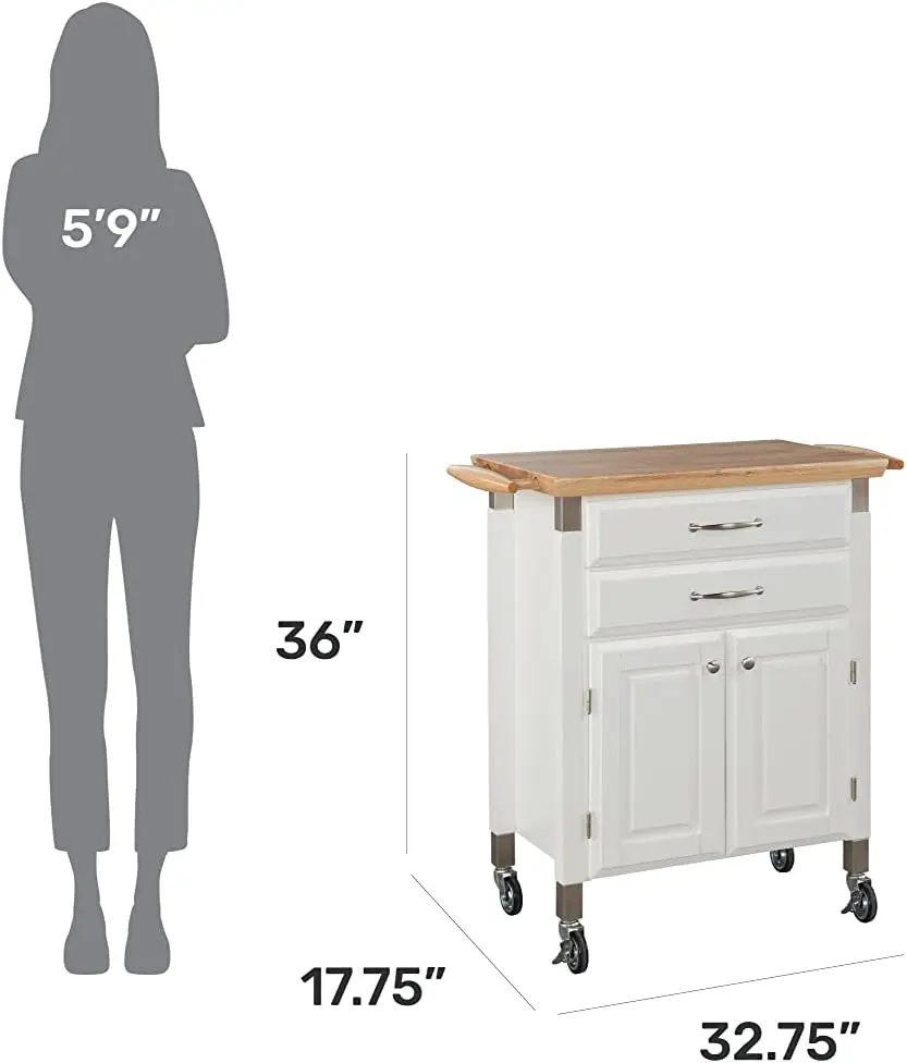 Dolly Madison White Prep & Serve Cart, Off White