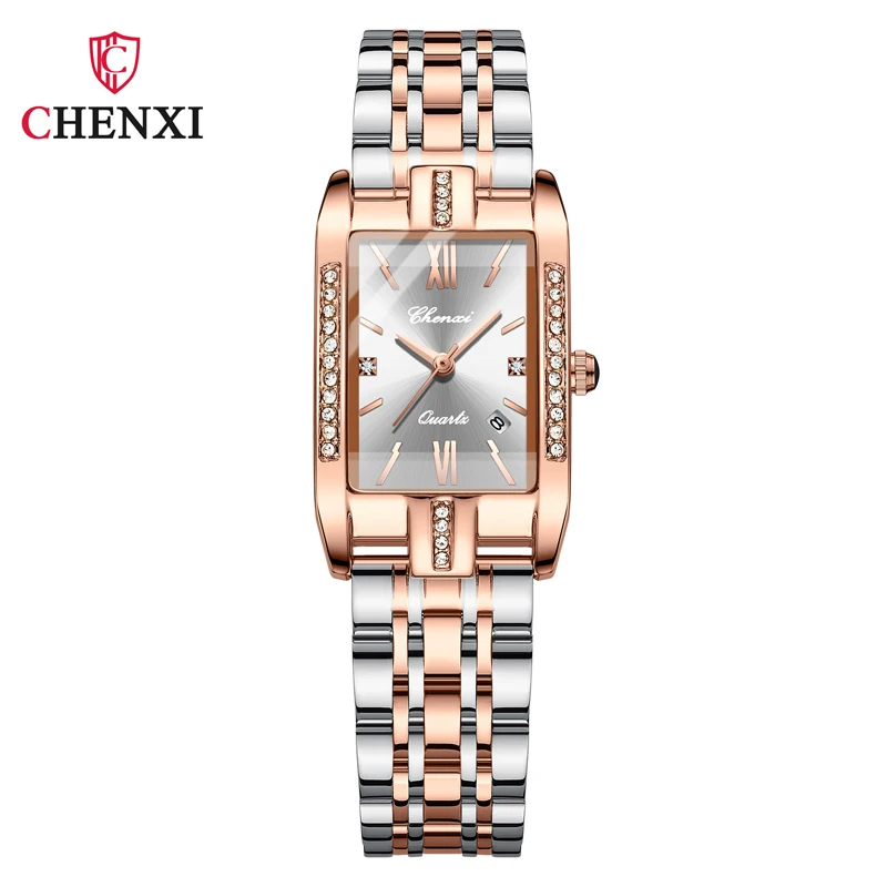 

Fashion Chenxi Luxury Brand Golden Full Stainless Steel Bracelet Creative Unique Rectangle For Lady Quality Elegant Wrist Watch