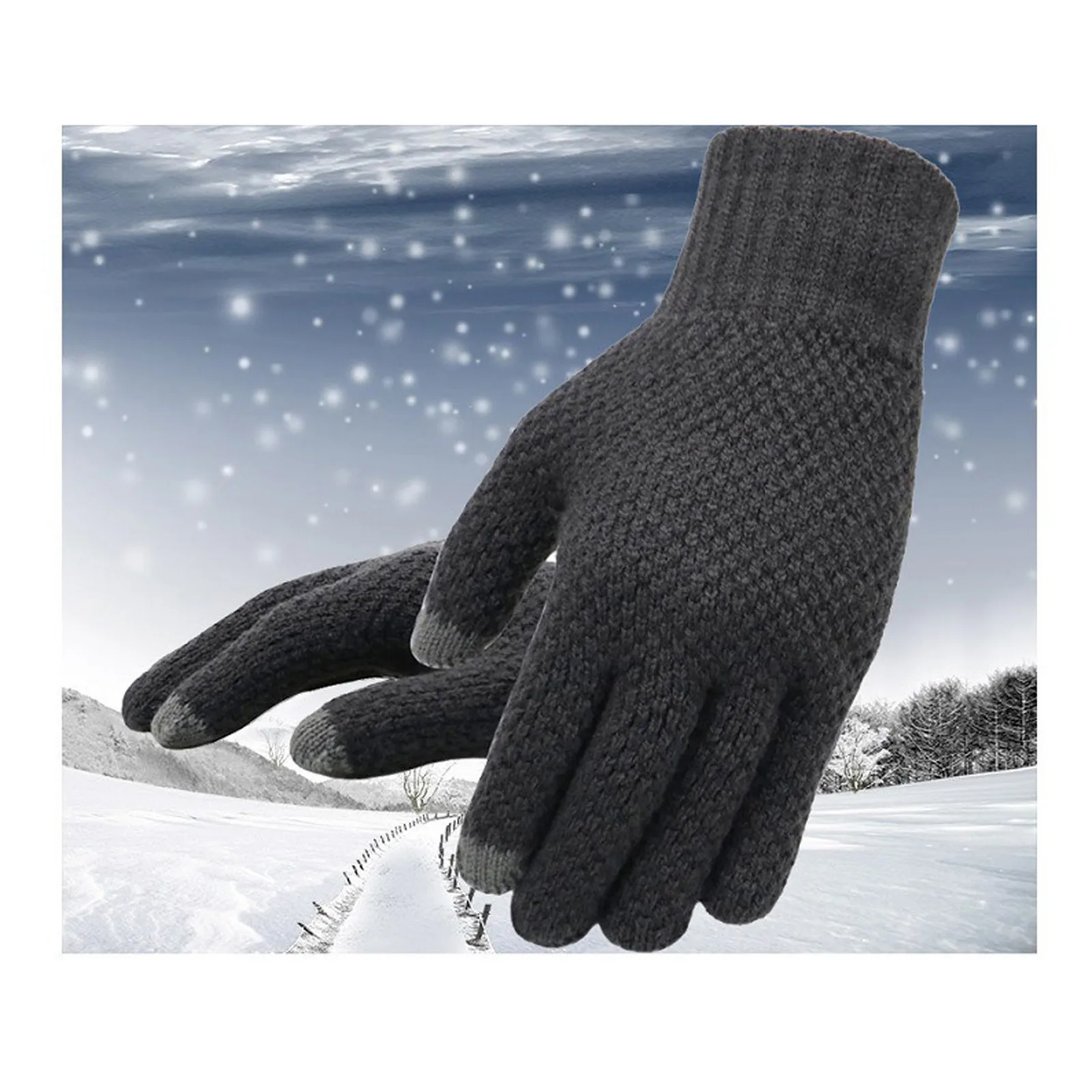 

Solid Men Business Gloves Autumn Winter Men Knitted Gloves Touchscreen High Quality Male Mitten Thicken Warm Wool Cashmere