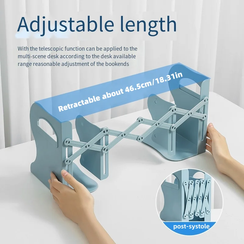 

Retractable Bookends with Pen Holder, Book Support Stand Set, Adjustable Bookshelf, Desk Organizer, Office Accessories