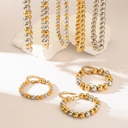 EILIECK 316L Stainless Steel Solid Beads Balls Necklace For Women Girl Fashion New Year Gift Collar Neck Chain Jewelry Set