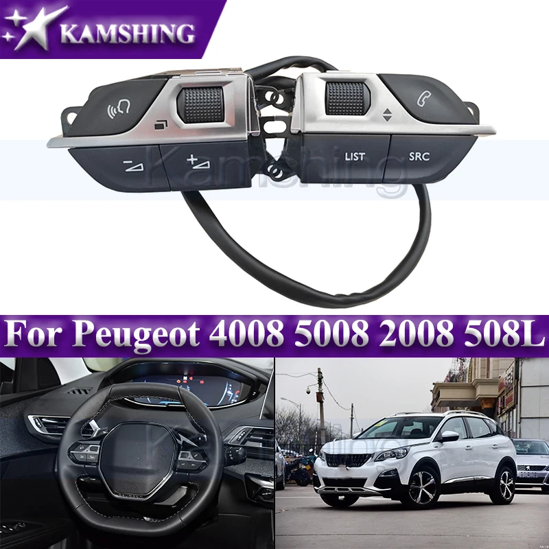 

Kamshing Car Multi-Function Steering Wheel Switch Buttons For Peugeot 4008 5008 2008 508L Steering Wheel Switch