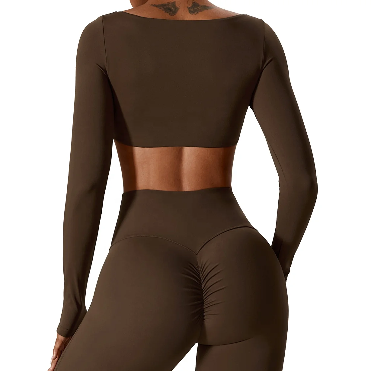 Women Long Sleeve Comfortable Soft Quick Dry Lightweight Cropped Yoga Tops New Solid Color Outdoor Sports Yoga Top