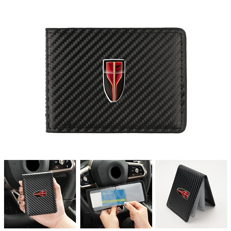 

Carbon Fibre ID Bag Leather Car Logo Bank Card Holder For Hongqi H9 HS5 H5 H7 E-HS9 E115 HS7 LS7 2021 2022 2023