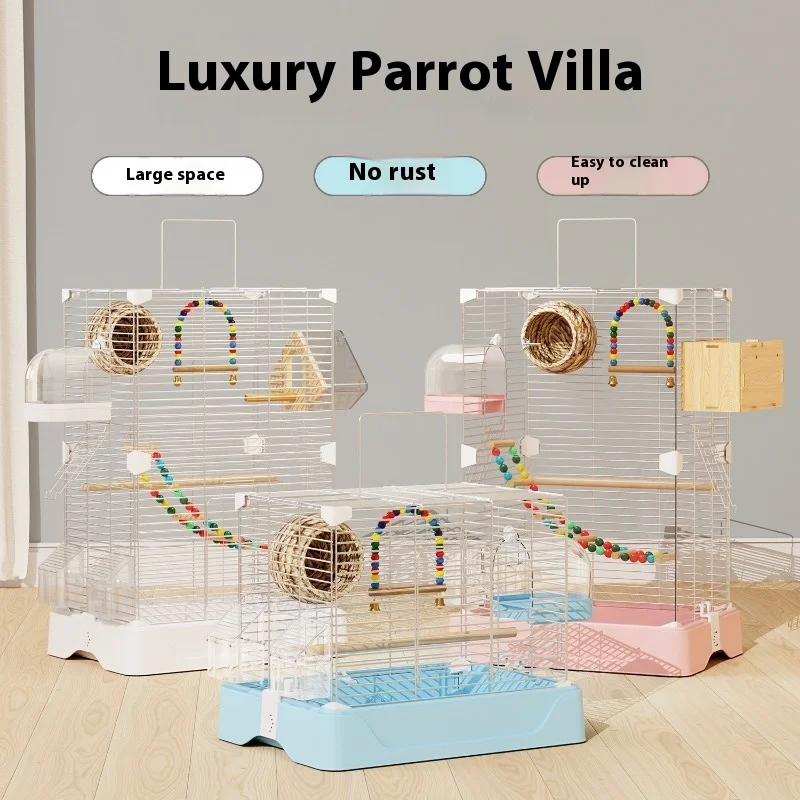 

Большая клетка для попугая, просторный экологически чистый дизайн, птичий домик с защитой от брызг для ара, корелл, неразлучников, новое обновление