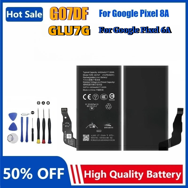 G07DFGlU7G Mobile Phone Batteries for Google Pixel 8A Pixel 6 HTC Pixel8A Phone Replacement Battery Bateria