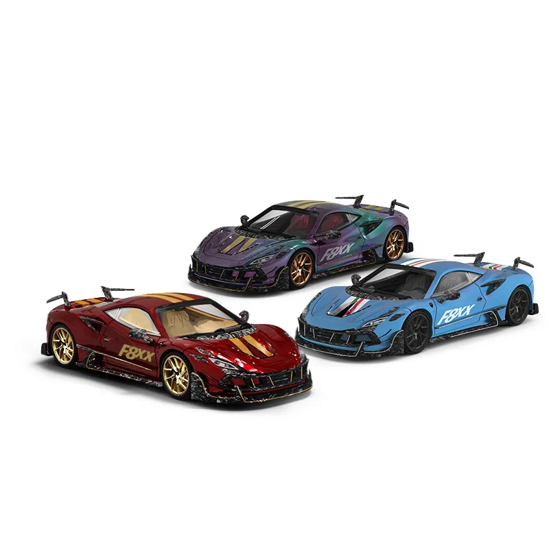 

AM Ferrari Mesa Rui F8XX Металлическая прозрачная красная, бабочья и металлическая модель из сплава-хамелеона