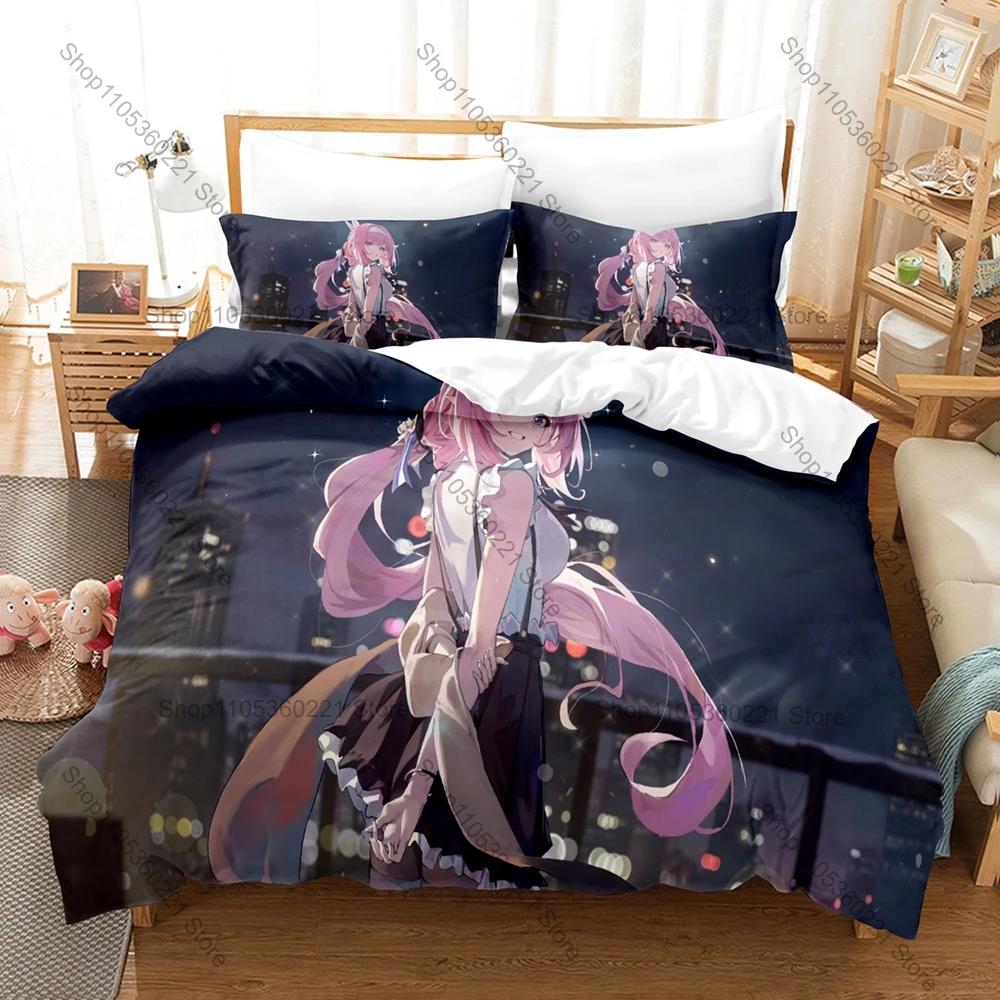 Miss Pink Elf Elysia Herrscher Of Human Bow Crystal Print Duvet Cover + 2 Pillowcases Otaku Fan 3pcs Bedding Set